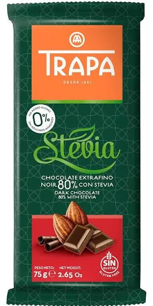 Trapa Stevia 80% Dark Chocolate